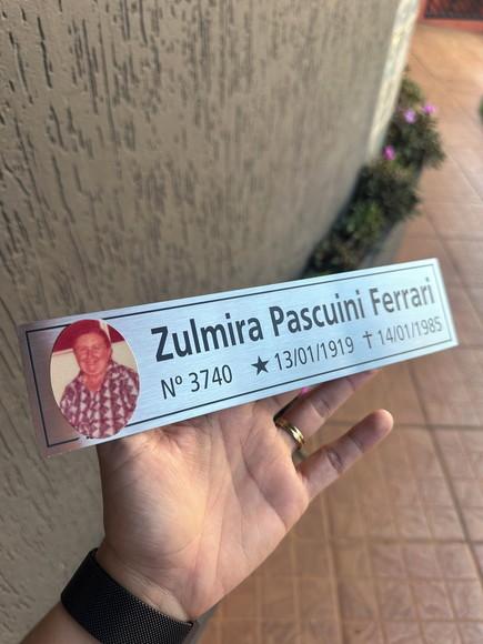 Placa Cemitério - Memorial em Inox com Impressão Uv - 5,3x23