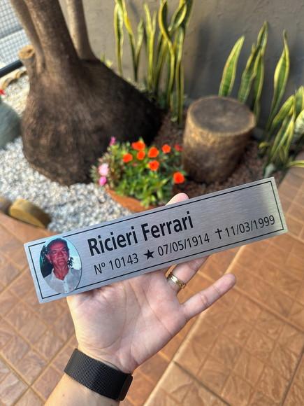 Placa Cemitério - Memorial em Inox com Impressão Uv - 5,3x23
