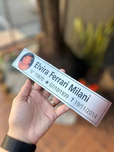Placa Cemitério - Memorial em Inox com Impressão Uv - 5,3x23