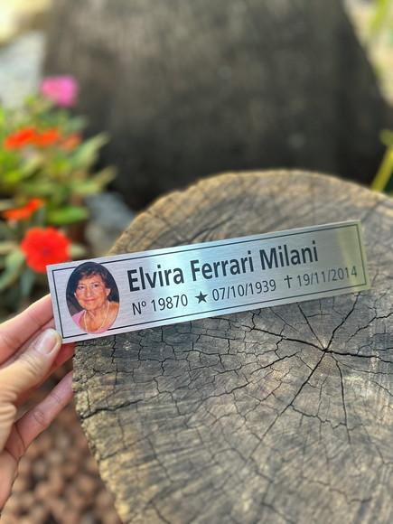 Placa Cemitério - Memorial em Inox com Impressão Uv - 5,3x23