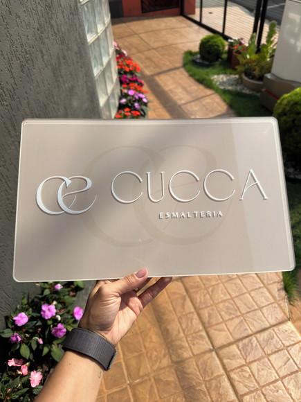 Placa de Comércio Acrílico - Aplicação Adesivo Frontal 40x24