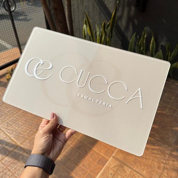 Placa de Comércio Acrílico - Aplicação Adesivo Frontal 40x24