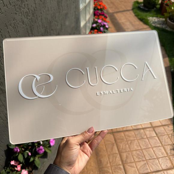 Placa de Comércio Acrílico - Aplicação Adesivo Frontal 40x24