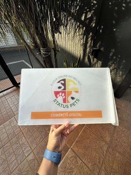 Placa de Comércio Acrilico - Efeito Cristal 40x24