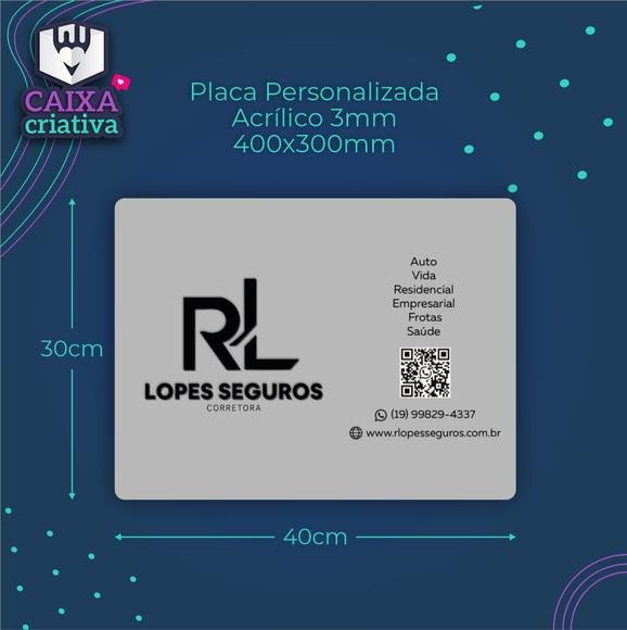 Placa de Comércio Acrilico - Efeito Cristal 40x30