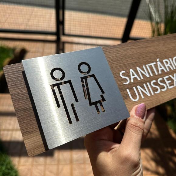 Placa de Id de Sala - Modelo Fuchsita mdf e Inox