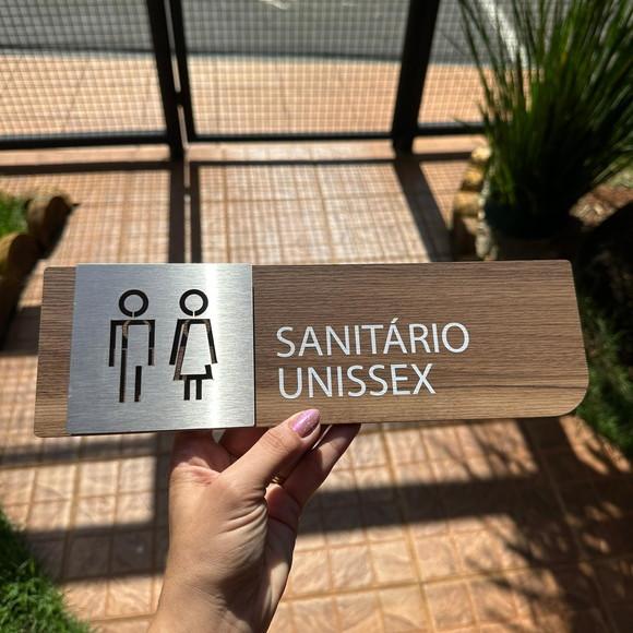 Placa de Id de Sala - Modelo Fuchsita mdf e Inox