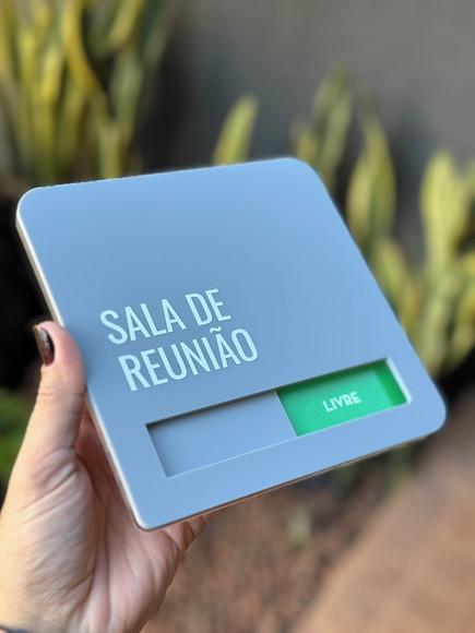 Placa de Id. de Sala - Reunião Flag Livre Ocupado 16x16