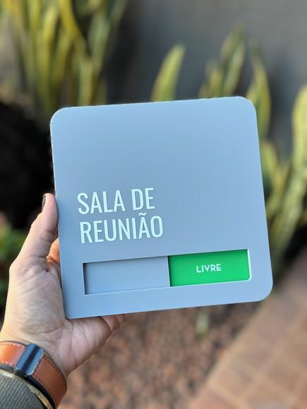 Placa de Id. de Sala - Reunião Flag Livre Ocupado 16x16