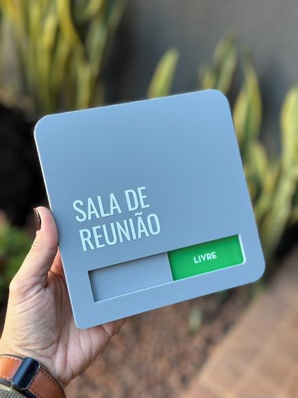 Placa de Id. de Sala - Reunião Flag Livre Ocupado 16x16