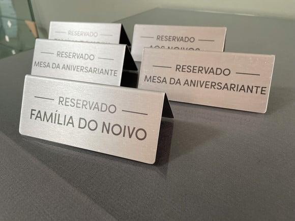 Placa de Identificação de Mesa - Inox 15x6