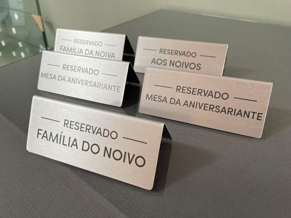 Placa de Identificação de Mesa - Inox 15x6