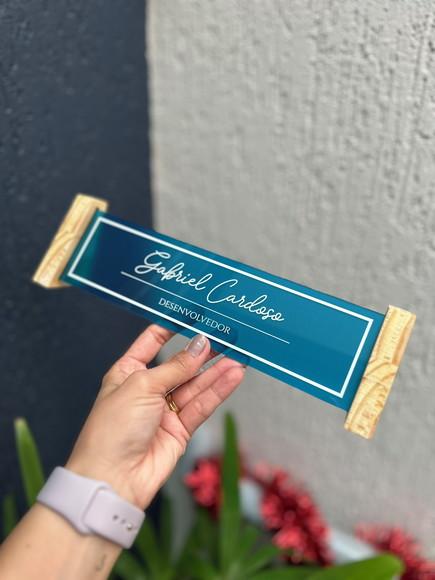 Placa de Identificação de Mesa - mdf e Acrílico 26x6,5