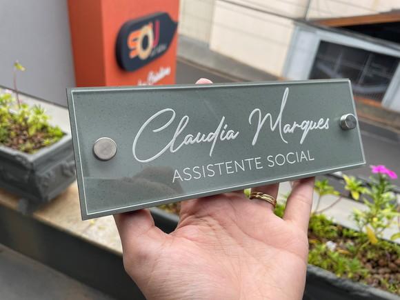 Placa de Identificação de Mesa - mdf e Acrílico 26x6,5
