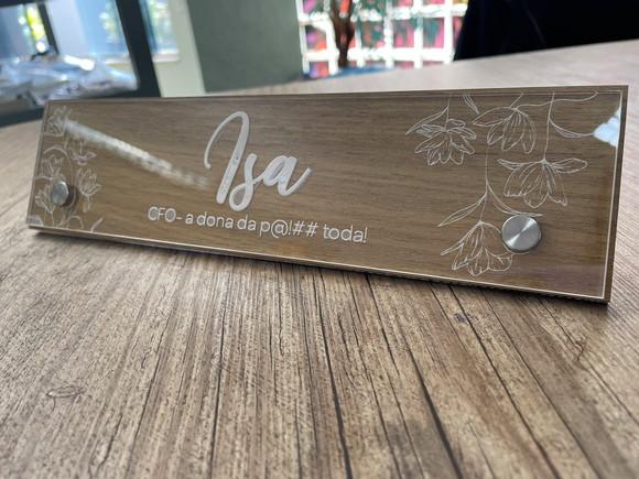 Placa de Identificação de Mesa - mdf e Acrílico 26x6,5