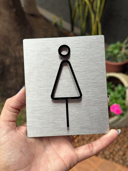 Placa de Identificação de Sala - Caulim 10x12 Inox