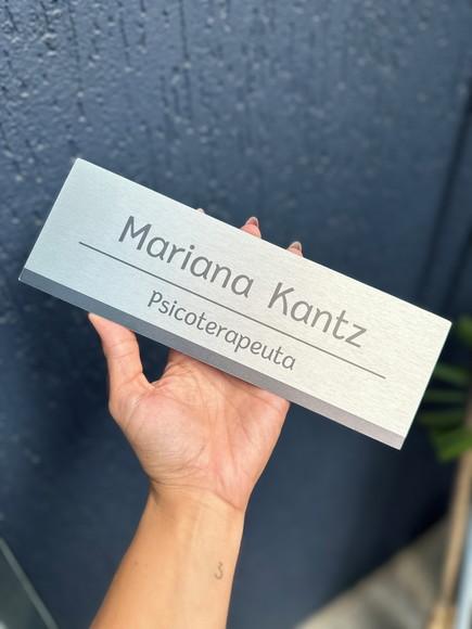 Placa de Identificação de Sala - Caulim 24x8cm Inox