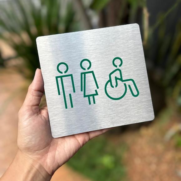 Placa de Identificação de Sala - Caulim 14x14 Inox
