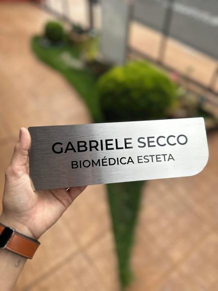 Placa de Identificação de Sala - Caulim 25,5x8 Inox