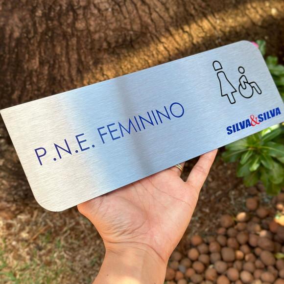 Placa de Identificação de Sala - Caulim 30x10 Inox