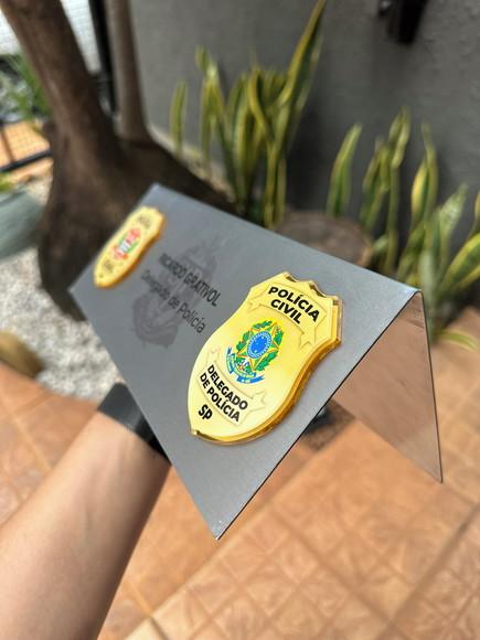 Placa de Identificação Delegado - Inox 25x10