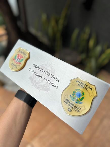 Placa de Identificação Delegado - Inox 25x10