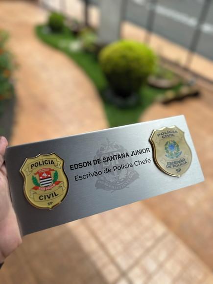Placa de Identificação Delegado - Inox 25x10