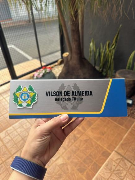 Placa de Identificação Delegado - Inox 25x10