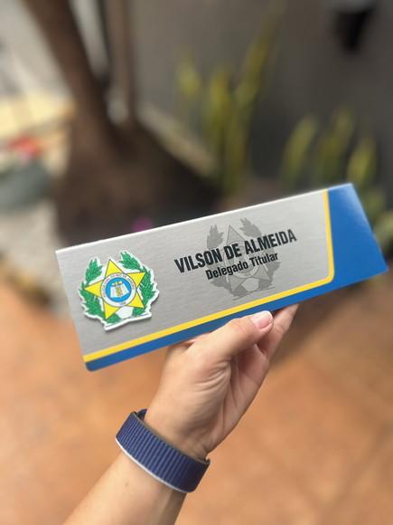 Placa de Identificação Delegado - Inox 25x10