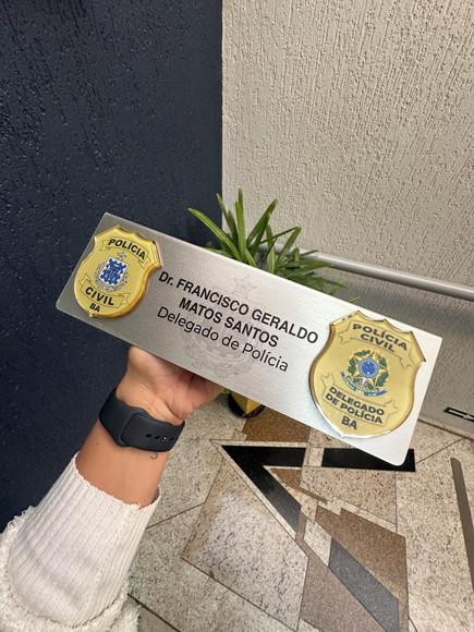 Placa de Identificação Delegado - Inox 25x10