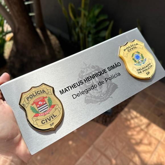 Placa de Identificação Delegado - Inox 25x10