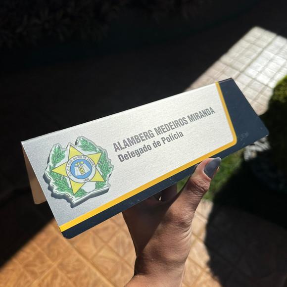 Placa de Identificação Delegado - Inox 25x10