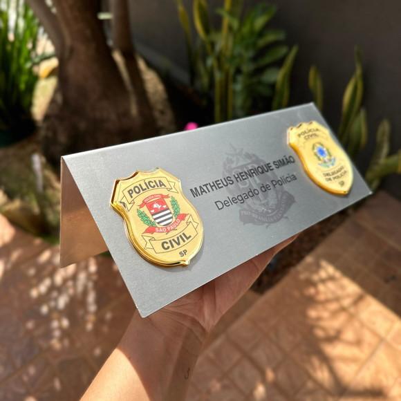 Placa de Identificação Delegado - Inox 25x10