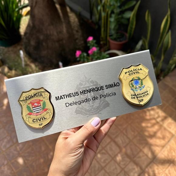 Placa de Identificação Delegado - Inox 25x10