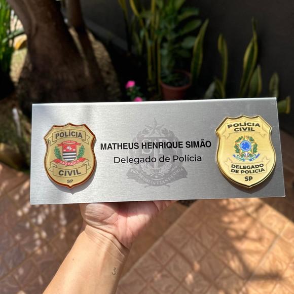 Placa de Identificação Delegado - Inox 25x10