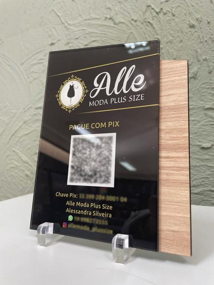 Placa de Pix - Modelo Mini Calcita mdf e Acrílico