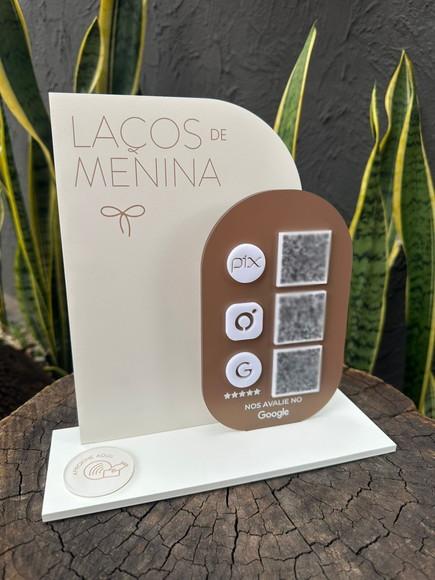 Placa de Pix com Tag Nfc - Personalizada 3 - Laços de Menina
