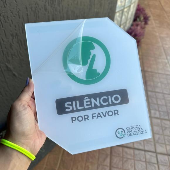 Placa de Silêncio Acrilica - 30x20