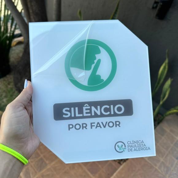 Placa de Silêncio Acrilica - 30x20