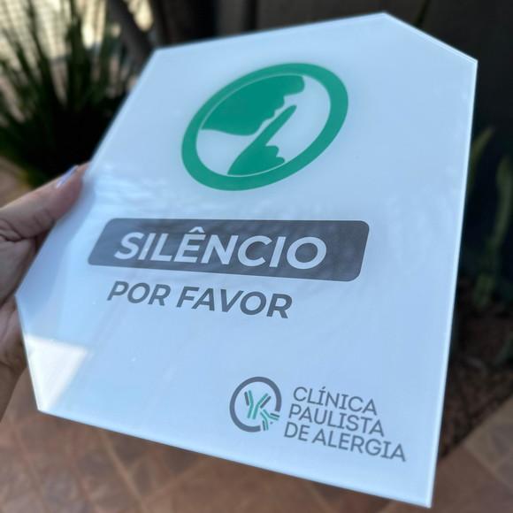 Placa de Silêncio Acrilica - 30x20