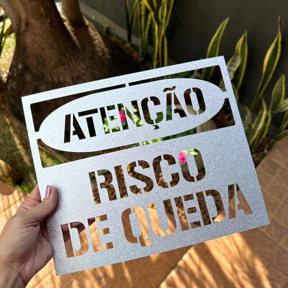 Placa em Alumínio para Decalque Risco de Queda Stencil