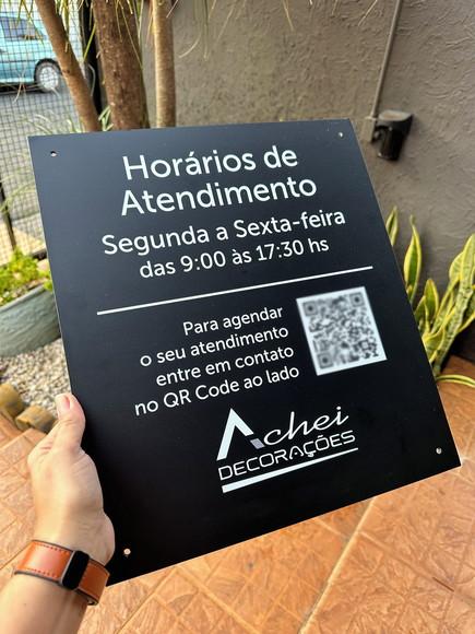 Placa Horário de Atendimento em Acm - 35x40