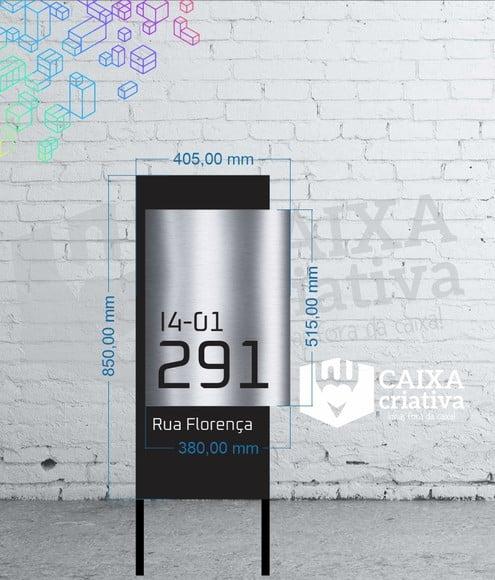 Totem Residencial Acm com Inox - 40,5x85 Pé para Jardim