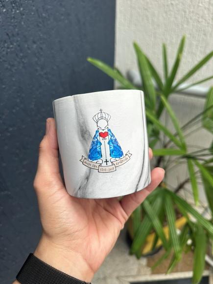 Vaso de Cerâmica com Adesivo Transfer