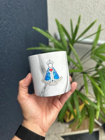 Vaso de Cerâmica com Adesivo Transfer