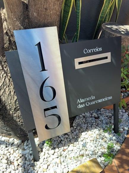 Algarismo Acm + Inox +caixa Correio e Pé para Jardim
