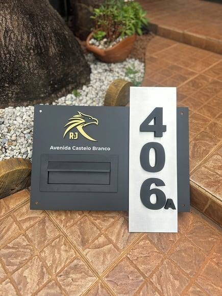 Algarismo Acm+inox Caixa de Correio 60x55 Número Sobreposto
