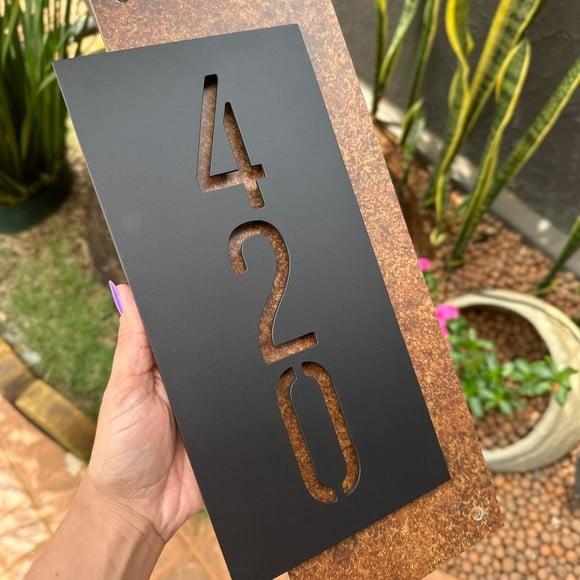 Algarismo Residencial Acm com Acm Corten Personalizado 40x18