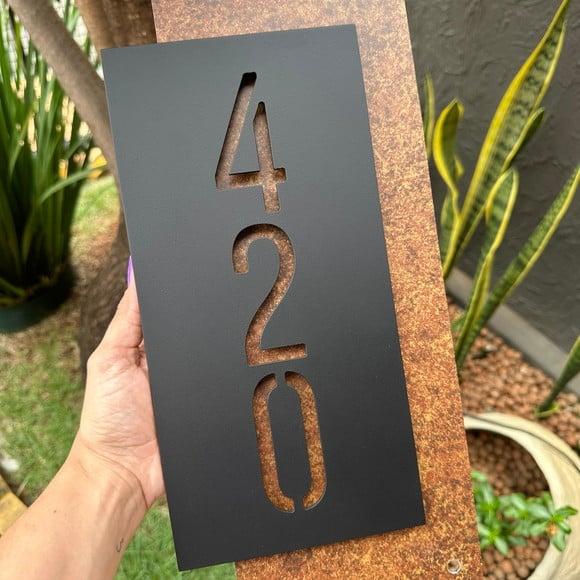 Algarismo Residencial Acm com Acm Corten Personalizado 40x18