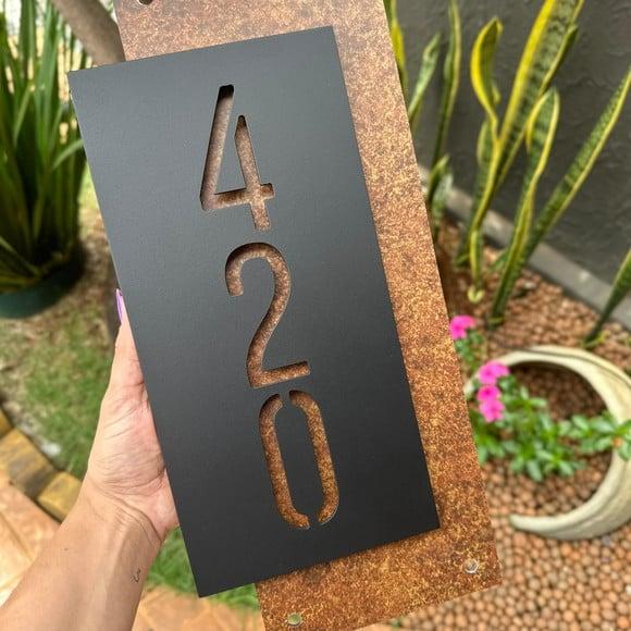 Algarismo Residencial Acm com Acm Corten Personalizado 40x18